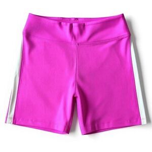 Victoria’s Secret PINK Hot Pink High Rise Bike Shorts NWT White Stripe Active L